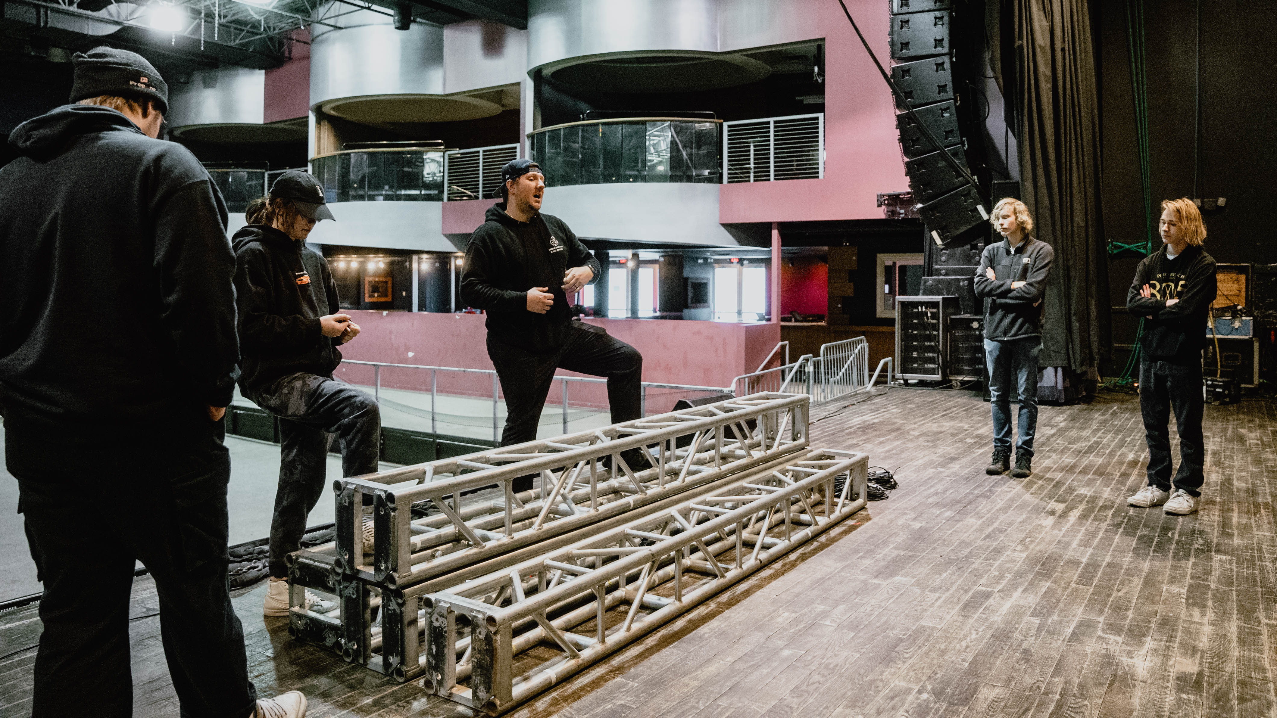 Lighting and rigging crew on a Twin Cities production