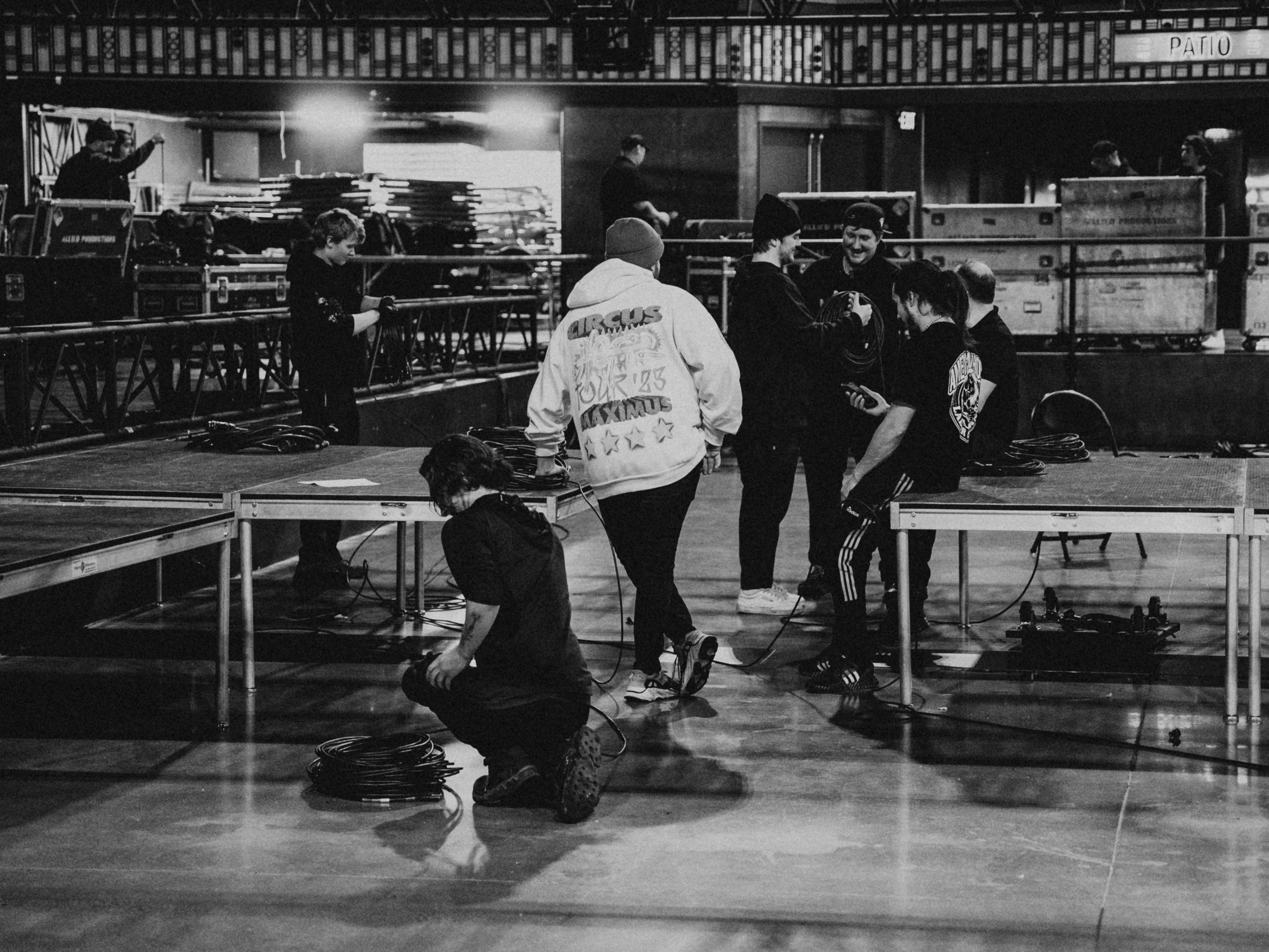 Stagehand at work on a Twin Cities event build